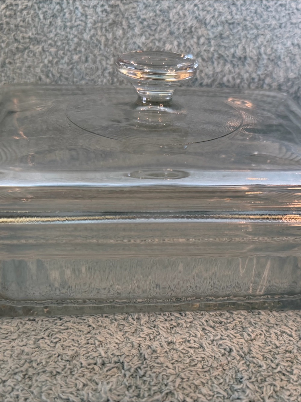 Vintage Anchor Hocking Clear Glass Ribbed Rectangular Casserole Dish W Lid 24 oz